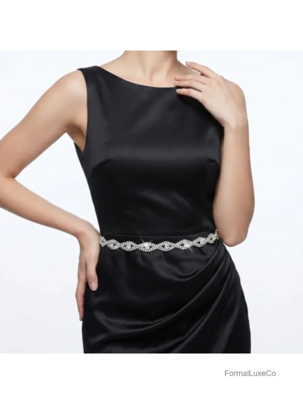 Women's Rhinestone Crystal Waist Chain Belt - Adjustable Length for Dresses &
